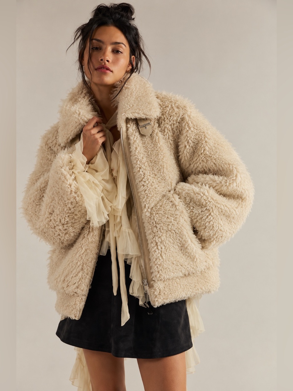 FREE PEOPLE Jolie Oversized Teddy Jacket